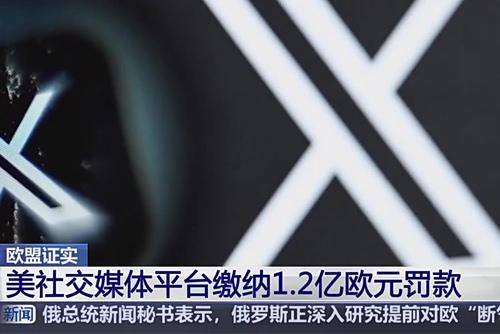 欧盟证实：美社交媒体平台缴纳1.2亿欧元罚款